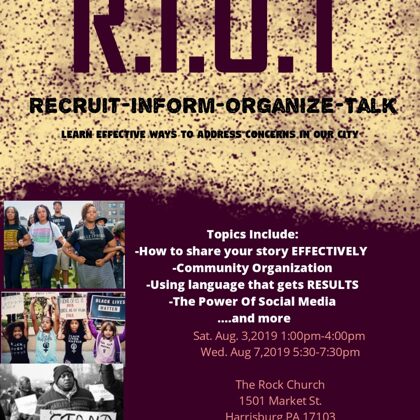 "R.I.O.T: Recruit, Inform, Organize, Talk:Community Organizing Event"